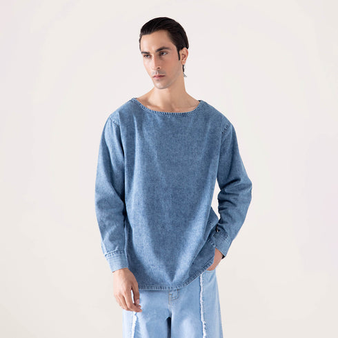 DENIM CREW NECK SHIRT